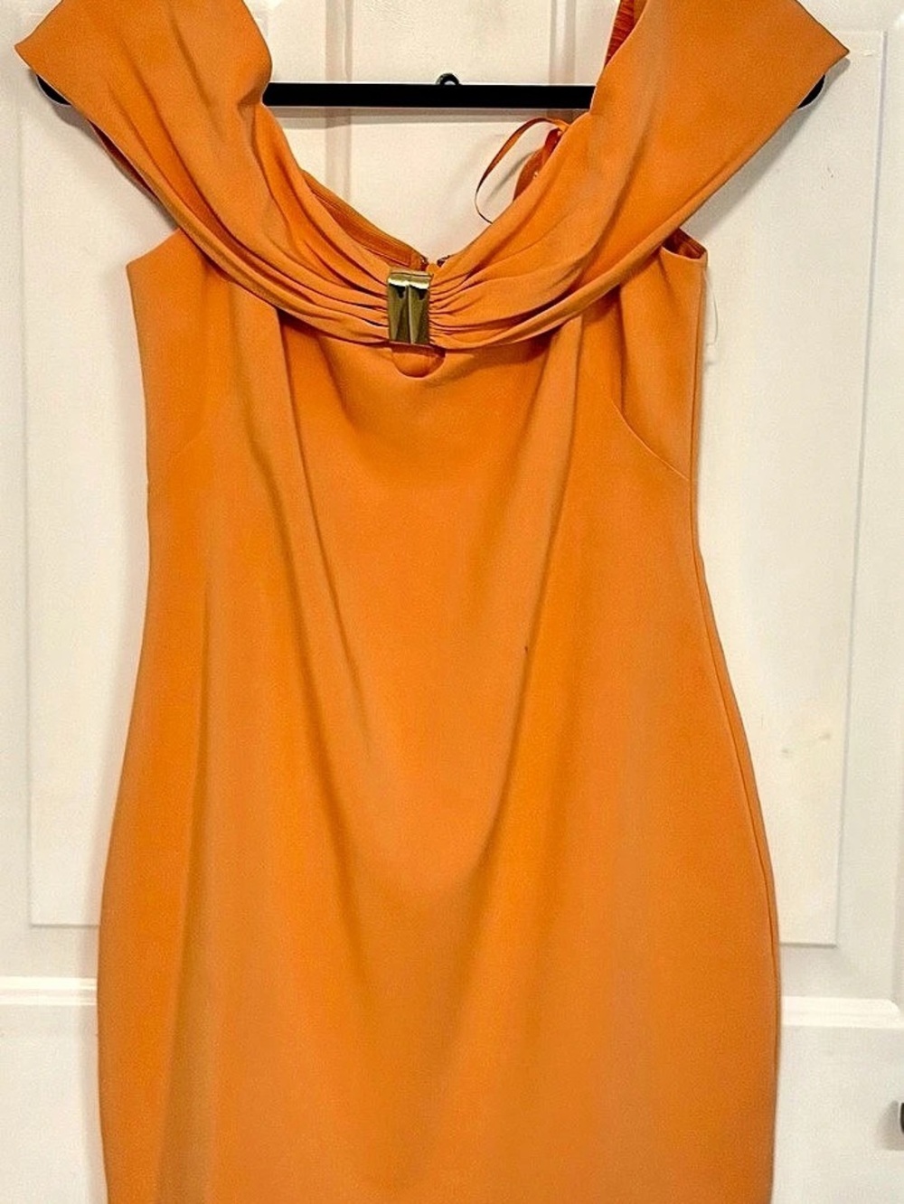 Liv Foster Ruched Neck Mini Dress in Orange.Like New